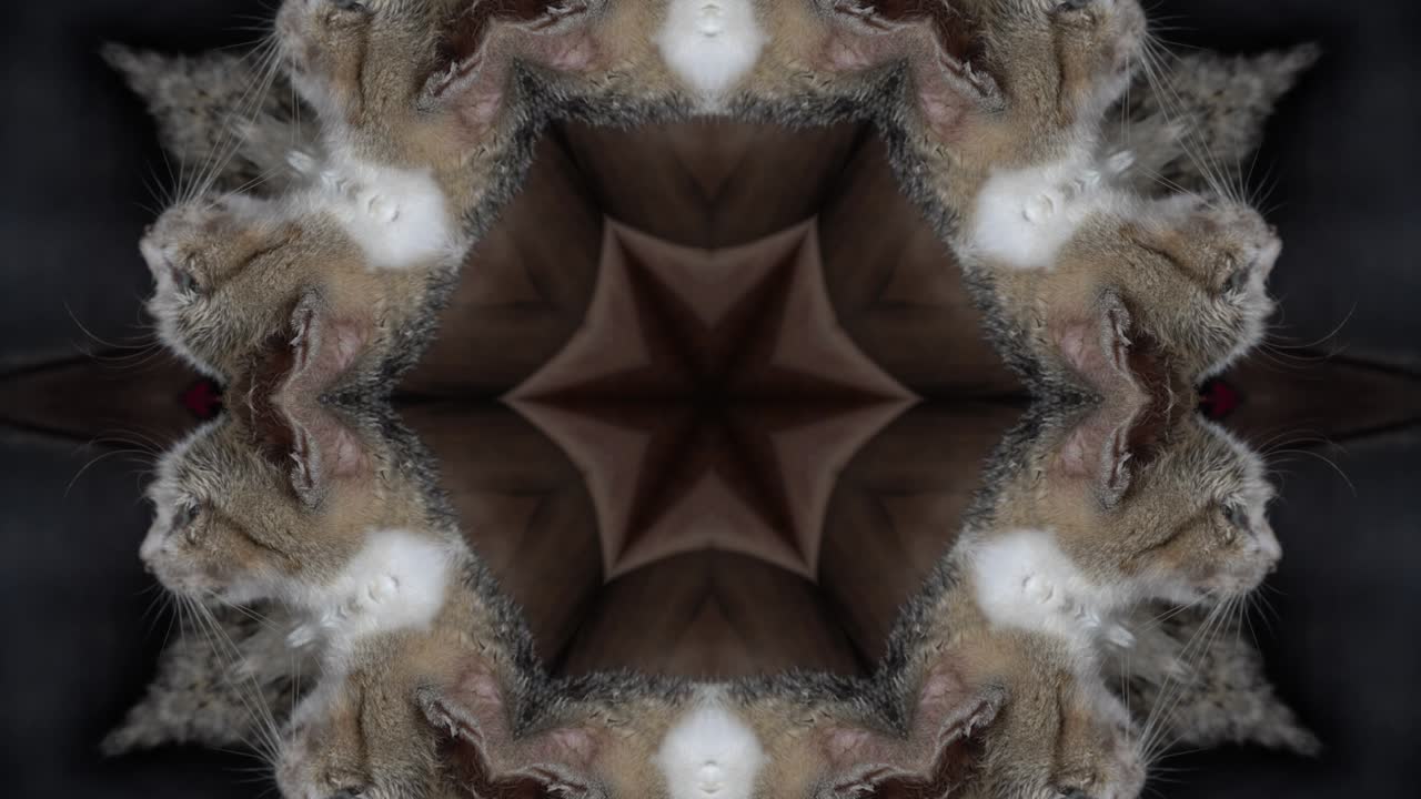 vista de simetría caleidoscopio gato fondo abstracto