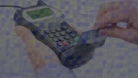 animación de cuadrados digitales a través de terminales de pago