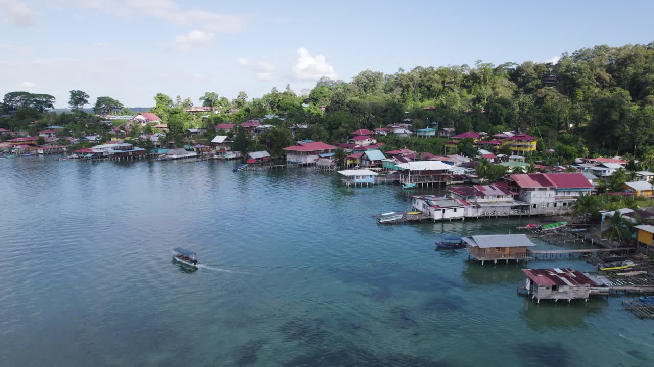Aerial View of a Traditional Coastal Stilt Village
