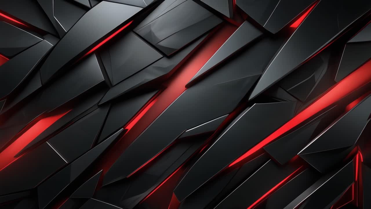 Sfondo astratto dinamico di forme geometriche nere con luce rossa