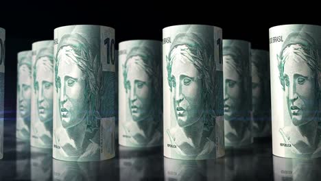 billetes de dinero real brasileños ruedas bucle sin costuras