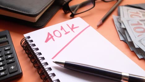 planificación de 401k en un escritorio