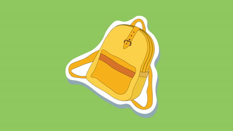 animación del icono de la bolsa escolar que se mueve sobre un fondo verde