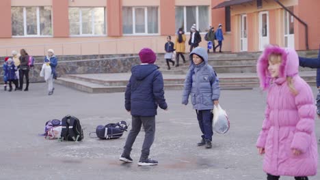 school children on the playground