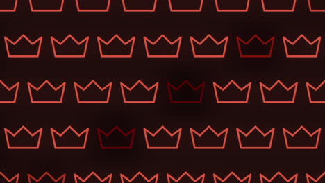 regal neon crowns on black symmetrical pattern in red lights