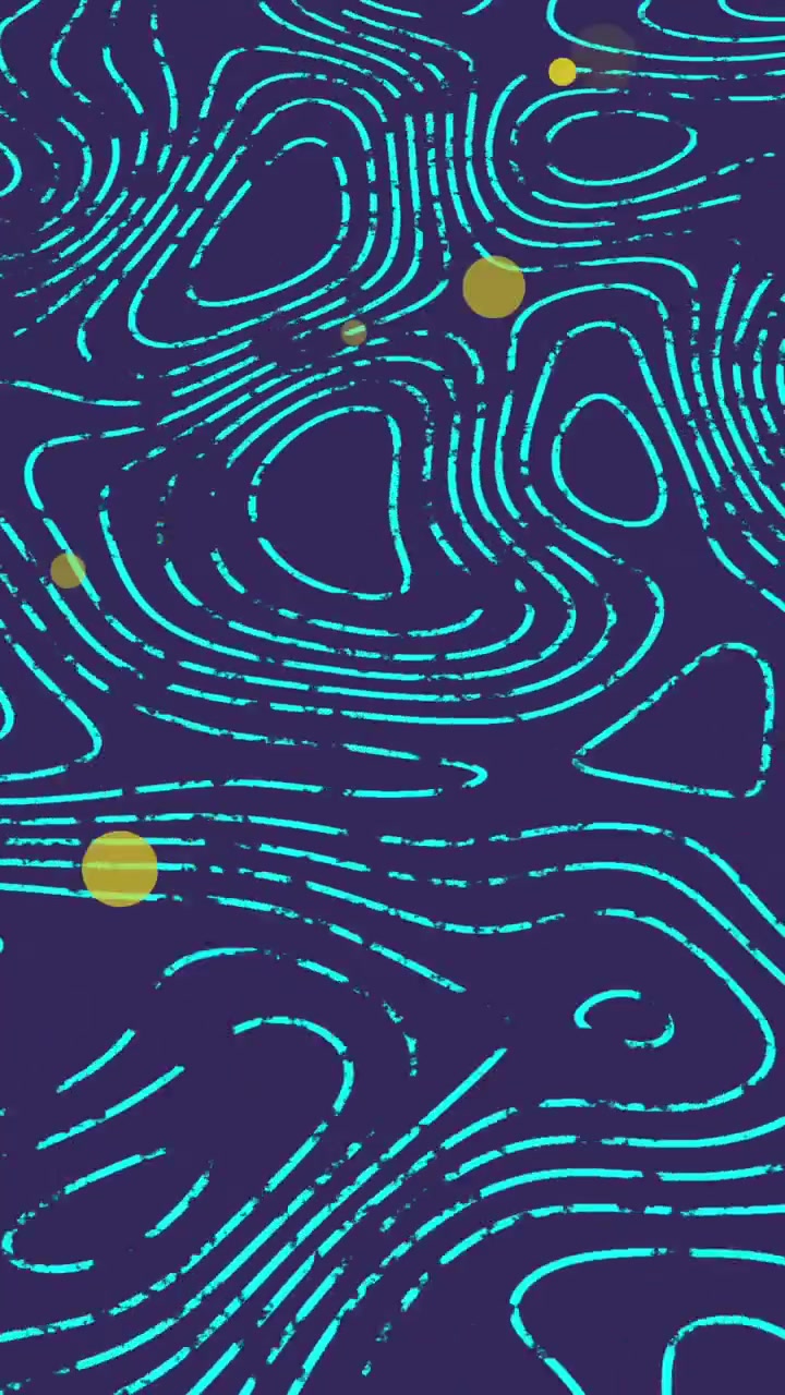 Animation of yellow spots over topography patterns in seamless pattern against blue background