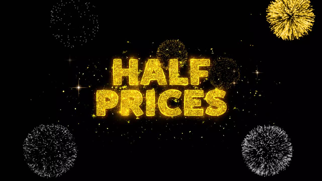 Half Price Sale with Fireworks