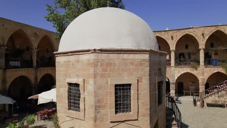 aerial great inn(büyük han) cervansarai in nicosia old town, north cyprus