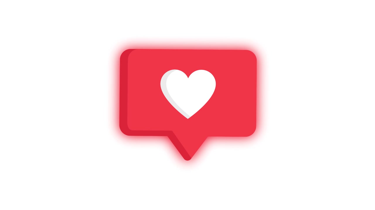 Animated Red Heart Like Icon for Social Media Notification