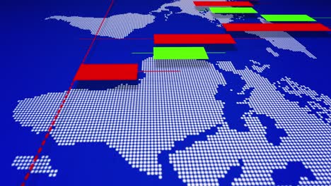 candlestick chart with world map