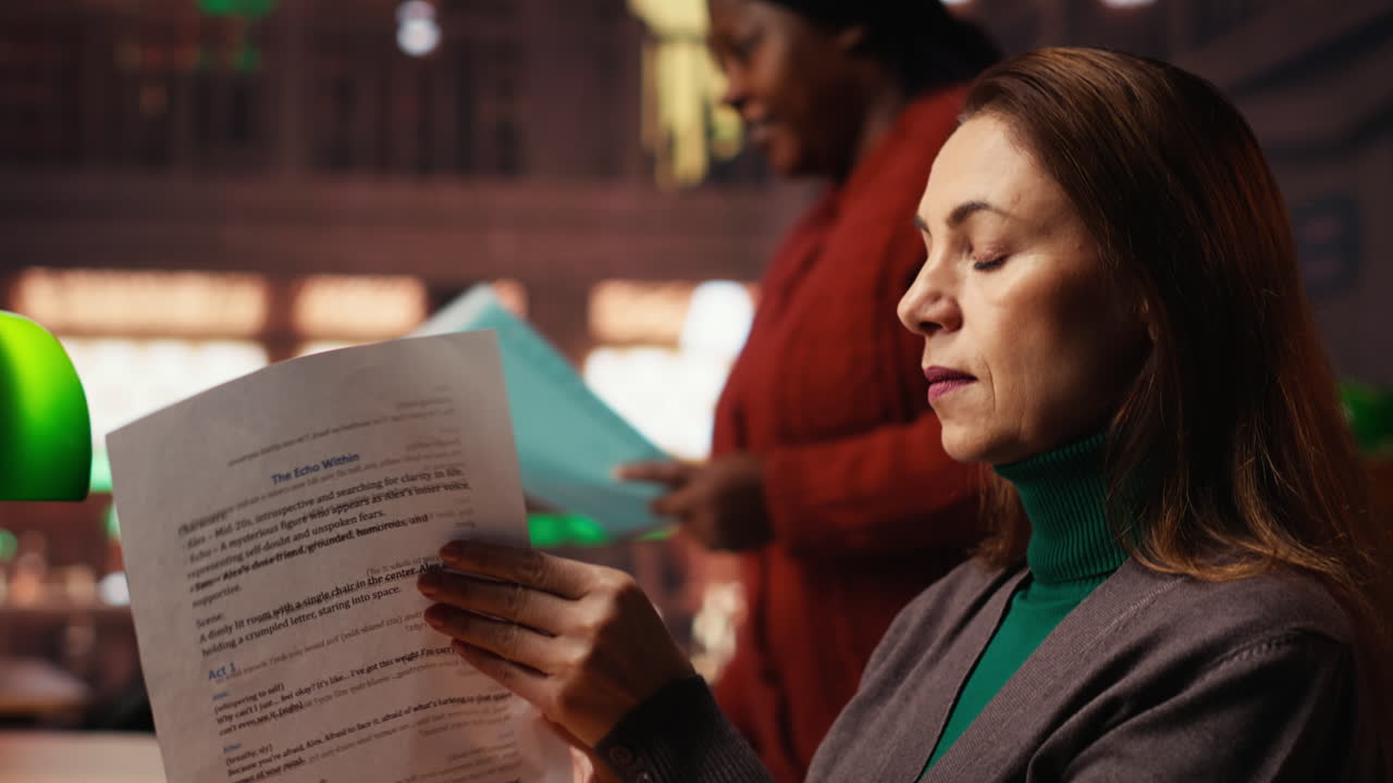 Woman reading documents