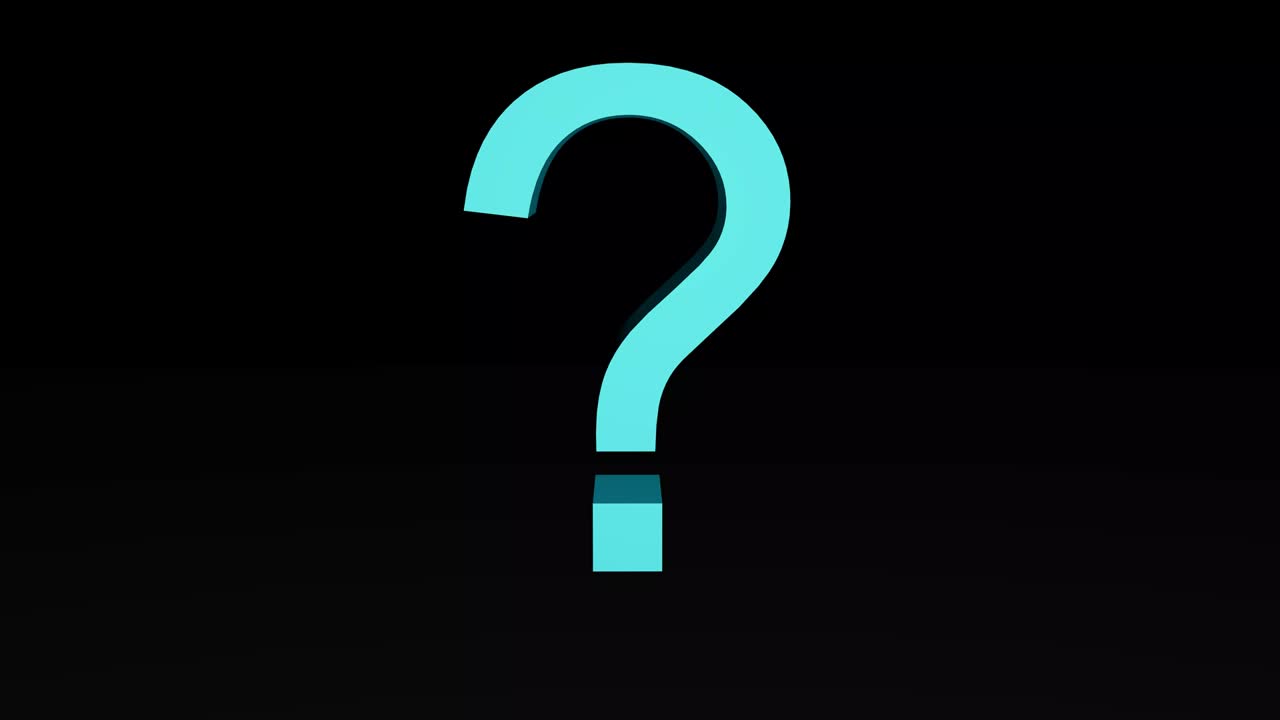 3D animation of a question mark, falling and breaking.