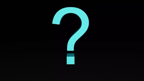 animación en 3d de un signo de interrogación, cayendo y rompiéndose.