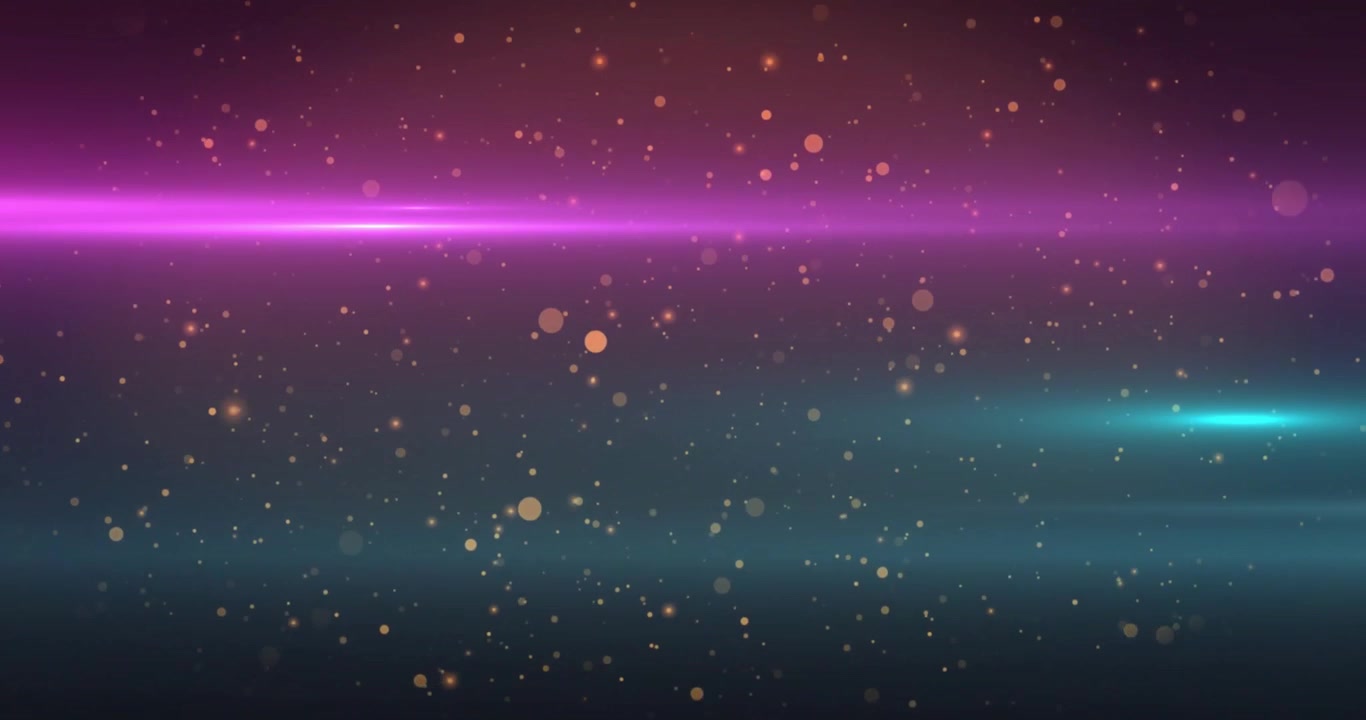Starting with magenta beam fixed, cyan beam pulsing, particles swirling to create abstract scene