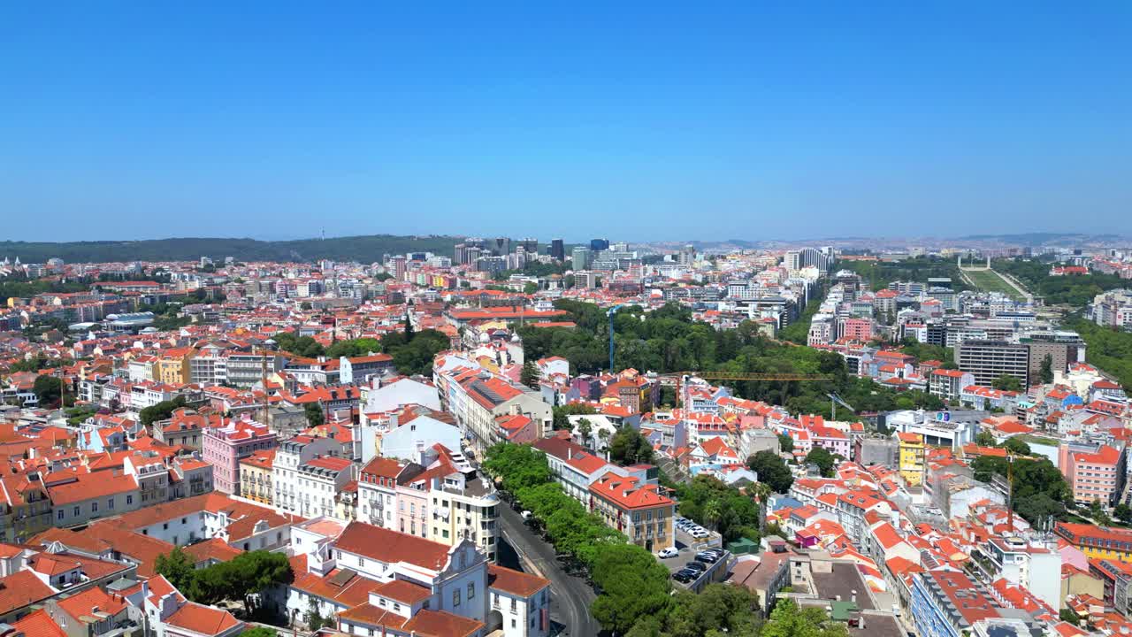 Vista aerea del paesaggio urbano di Lisbona, Portogallo