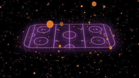hockey rink animation with glowing lines over floating particles
