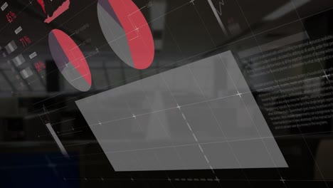 procesamiento de datos estadísticos frente a una oficina vacía