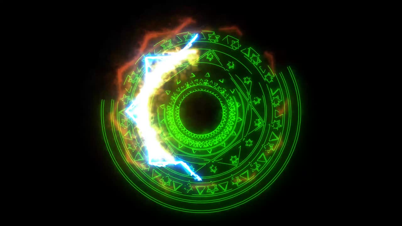 magic six star green powerful energy rotate slow appear