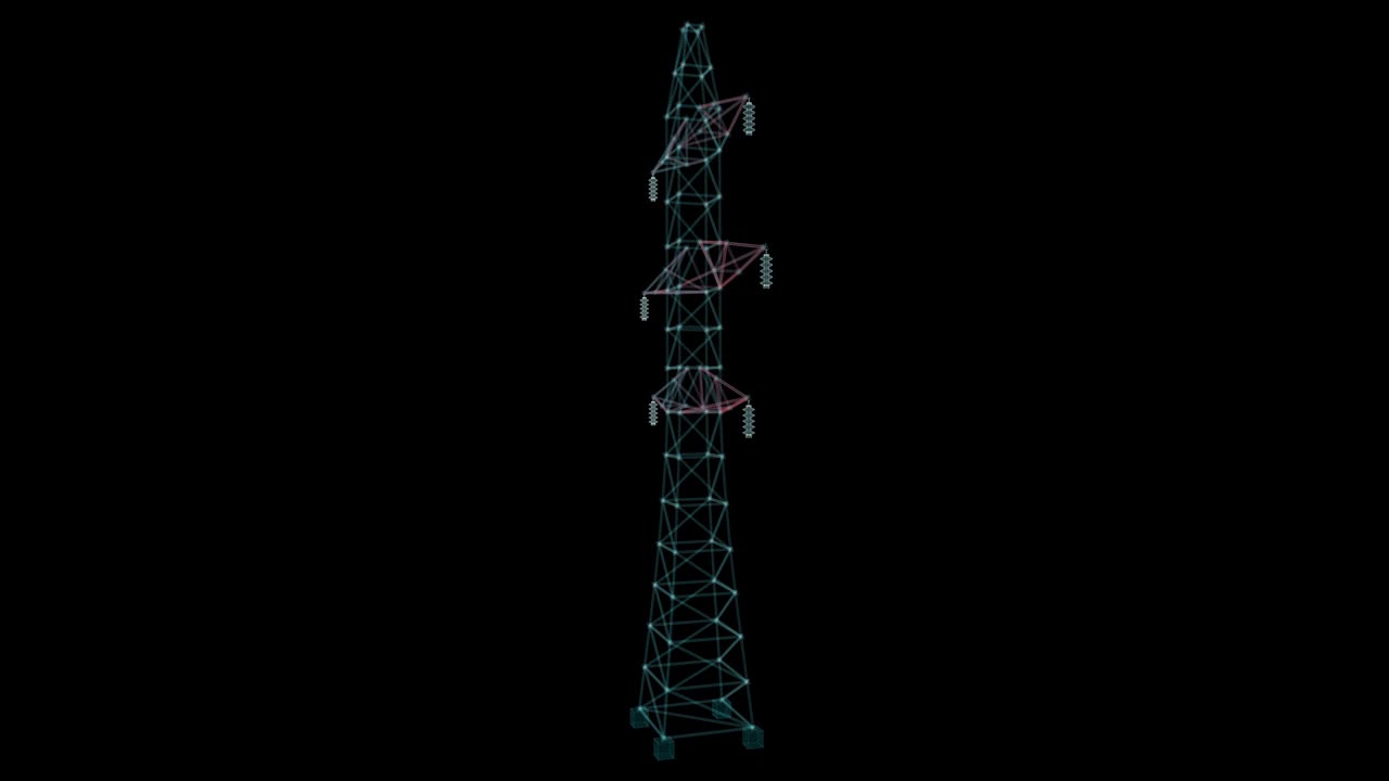 High voltage electric tower Hologram. Energy and Technology Concept