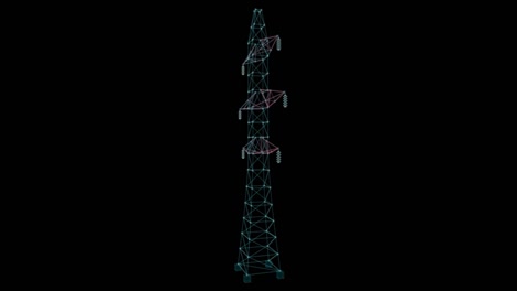 holograma de la torre eléctrica de alta tensión. concepto de energía y tecnología