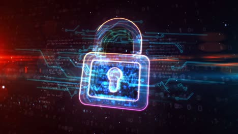 símbolo de seguridad cibernética de cerrojo abstracto animación en bucle