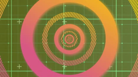 animation of circles over lines on green background