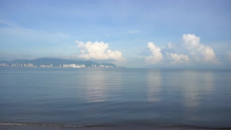 panning of penang island in white cloud