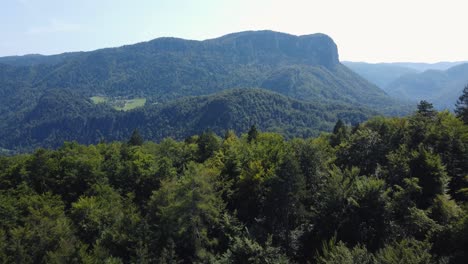 El-Espectacular-Paisaje-Montañoso-Aéreo-Se-Revela-Con-Una-Montaña-Boscosa-En-Primer-Plano