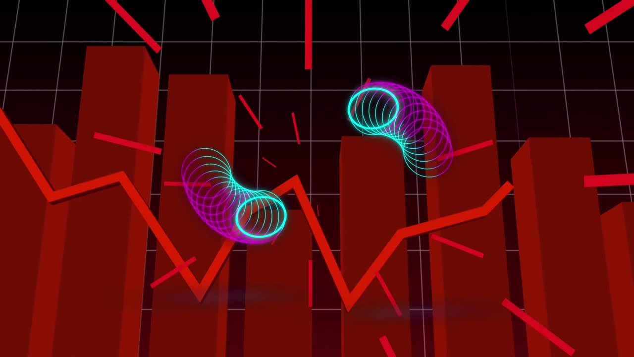 다이어그램과 빨간 선 위의 원의 애니메이션