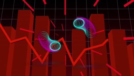 animación de círculos sobre diagrama y líneas rojas