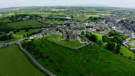 aerial view of rock of cashel castle ruins in ireland