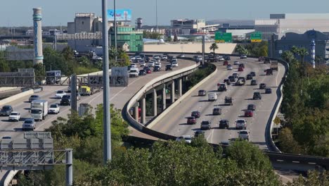 steady shot of traffic flow on gulf freeway in houston, tx