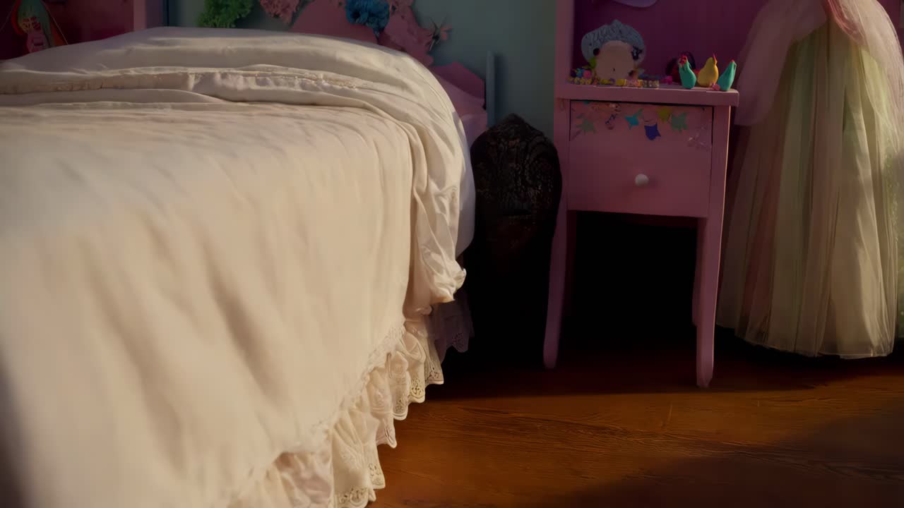 소녀 침실에 있는 공