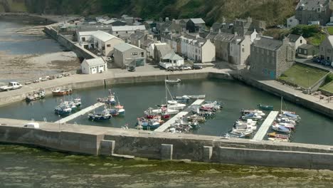 aerial view of the gardenstown on the aberdeenshire coastline on a summer day