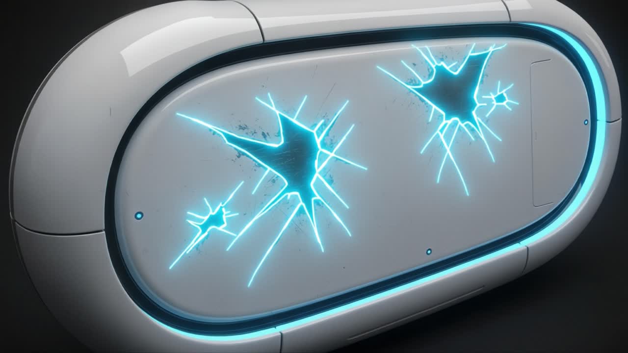 Futuristic Device with Illuminated Cracks: A Detailed Look at an Innovative Design That Merges Aesthetic Appeal and Futuristic Technology in a Sleek, Modern Form Factor