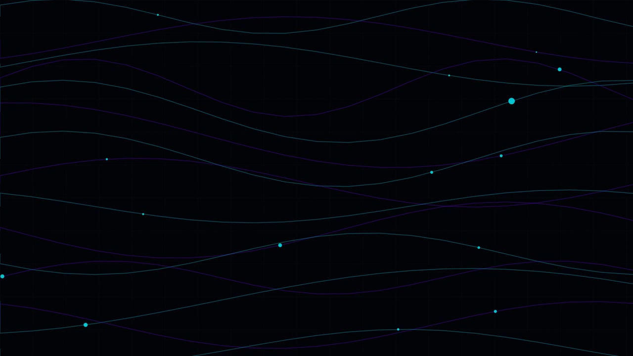 Abstract Motion Background with Flowing Wavy Lines and Glowing Particles