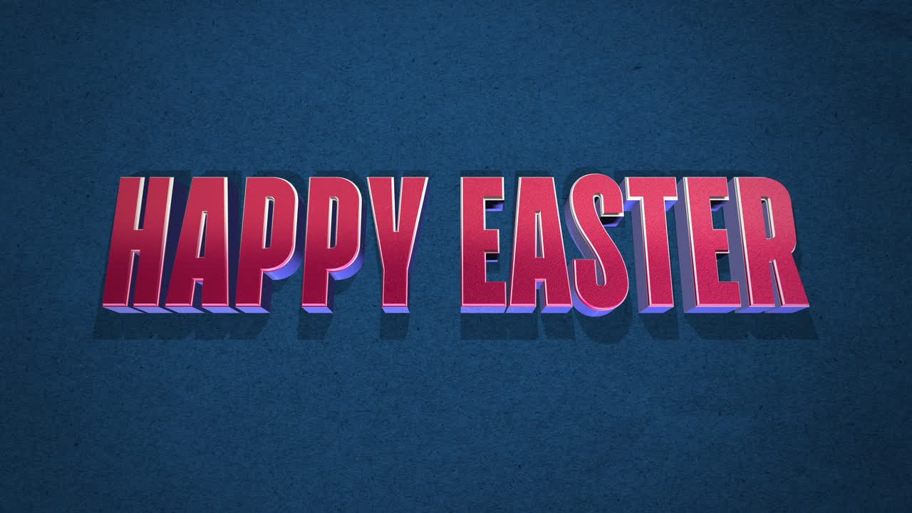 Lettere di carta 3D diagonali formano la scritta Buona Pasqua su sfondo blu