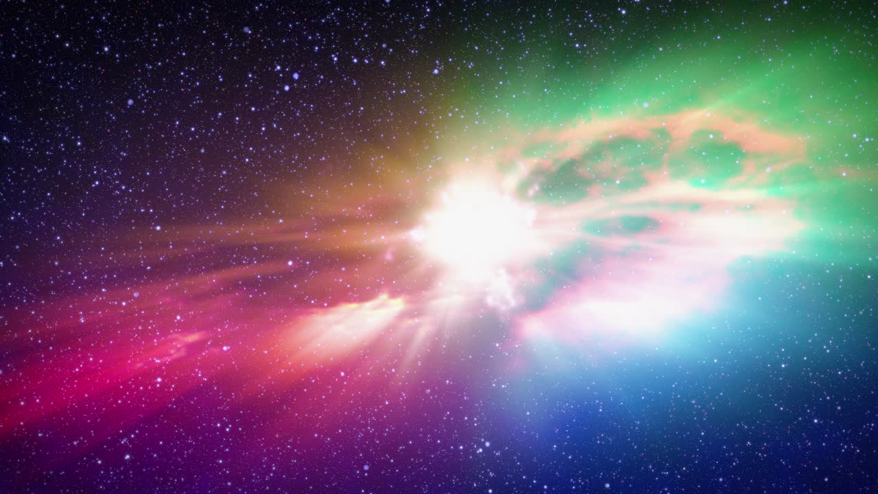 formación de estrellas - un cielo nocturno estrellado con estrellas parpadeantes y una hermosa nebulosa protoplanetaria multicolor - bucle de video