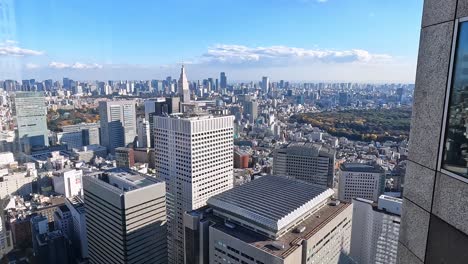 view above the endless skyline of tokyo on a blue sky day