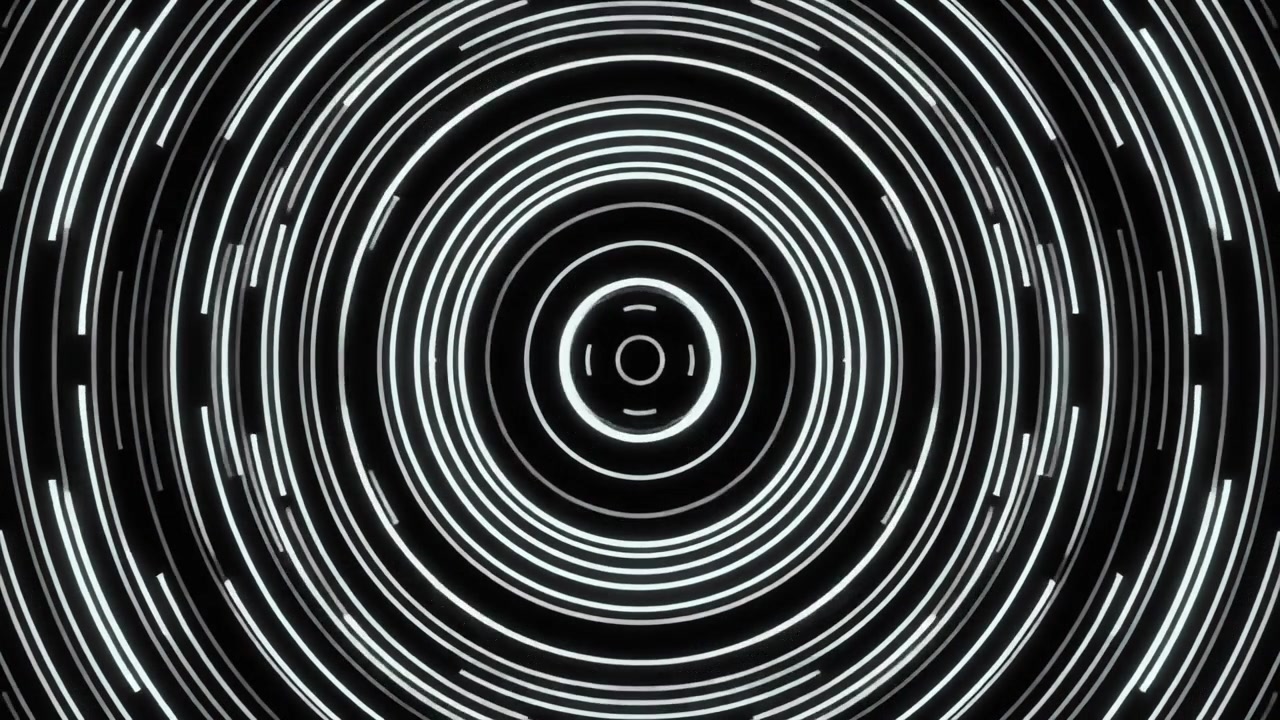 Abstract Animation of Concentric White Circles Expanding on Black Background