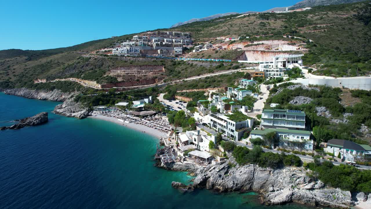 Natural coastline of the Ionian Sea is endangered by resort construction and overtourism, the beautiful blue bay of Jale