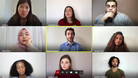 estudiantes aburridos durante una videoconferencia en línea