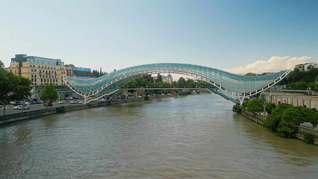 The Bridge of Peace spanning the Kura River in Tbilisi, Georgia