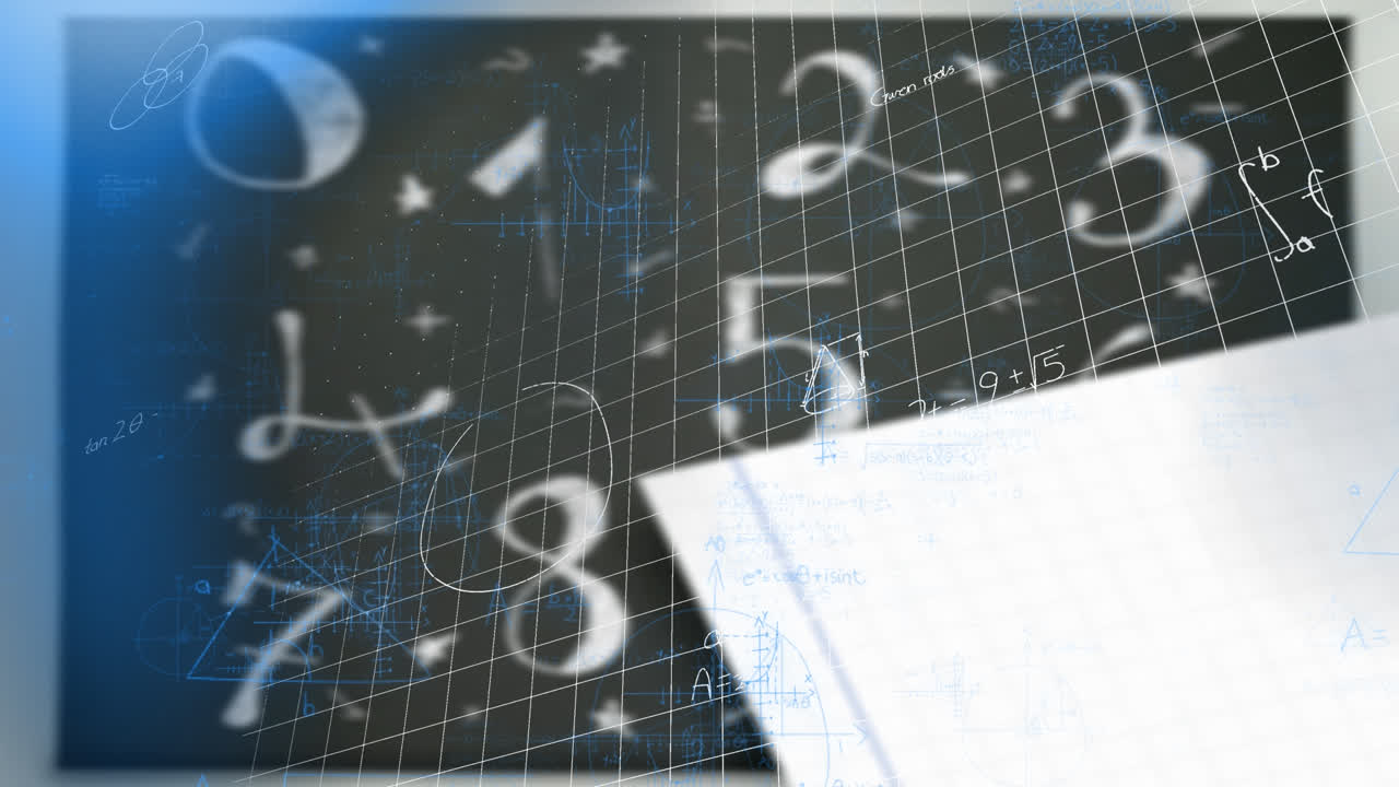 Animation of mathematical equations and numbers on green background