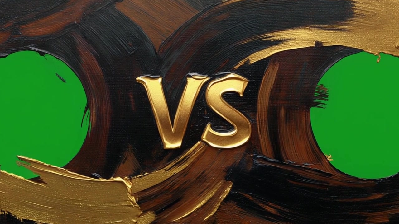 Versus Text Appearing Over Abstract Painted Background with Green Circles