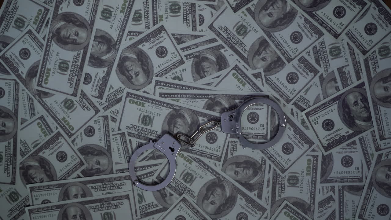 정의, 돈, 법. 금융 체포 개념