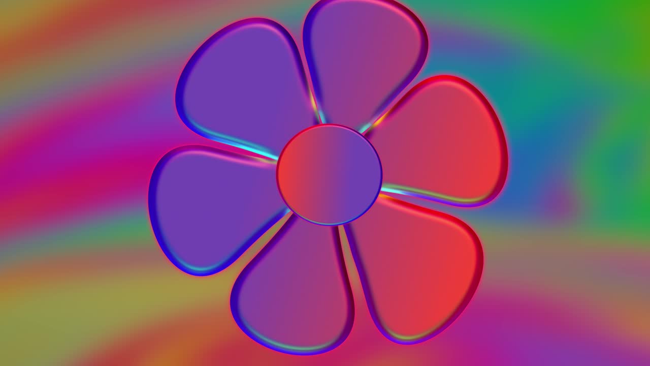 animación por computadora abstracta de flor de flor giratoria multicolor en pantalla futurista