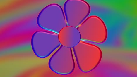 abstract computer animation of multicolored spinning flower blossom on futuristic screen