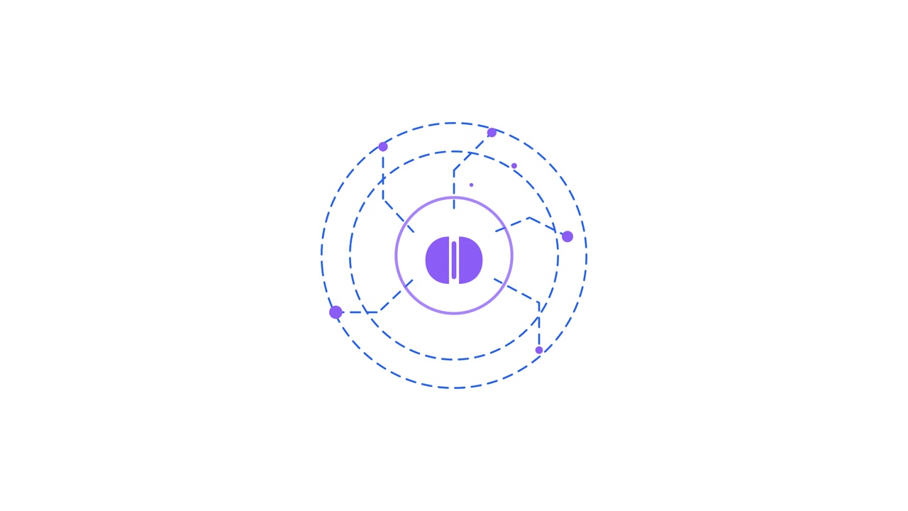 Animated Abstract Circular Technology Icon on White Background
