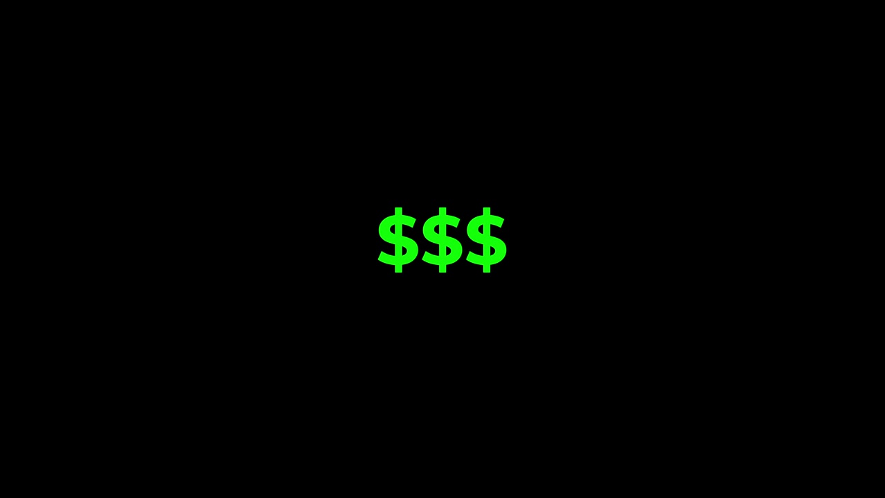 Green Dollar Symbols Animate on Black Overlay